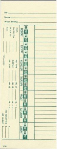 Time Card Bi-Weekly Double Sided Timecard J7R-2 Box of 1000