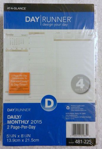 2015 At A Glance Day Runner Daily/Monthly 2 Page Per Day Refill 5 1/2 x 8 1/2