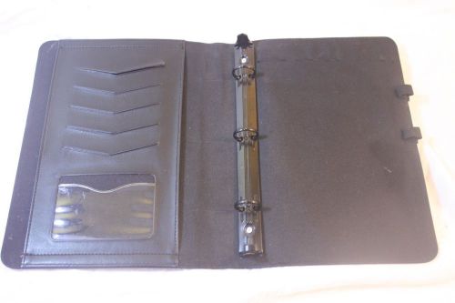 At-a-glance planner 3 ring binder - black - half size - open -  faux leather for sale