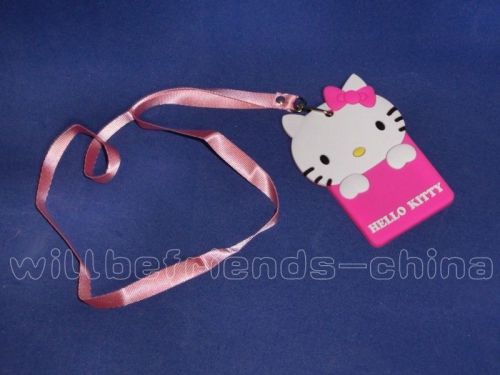 Hello Kitty Pass Room Key IC ID Card Holder Case Sheath Cover Skin Neck Lanyard