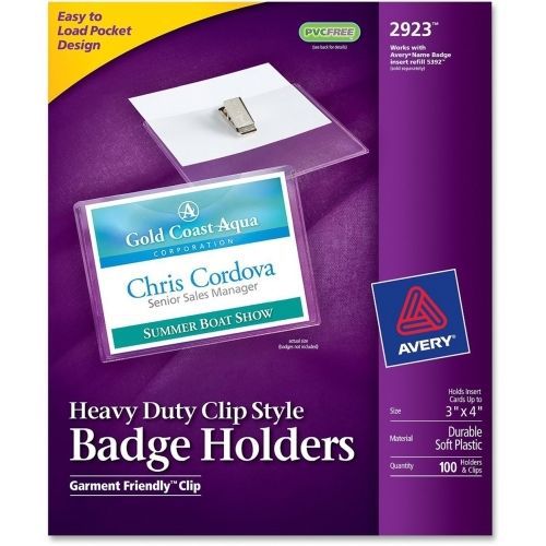 Avery Photo ID Badge Holder - Horizontal - 100 / Box - Clear