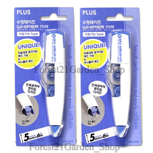 x2 Plus Correction Tape Whiper Mini Roller, Wh-605 Blue-2 Pcs