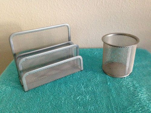 Desk top organizer Envelopes and pen holder modern all metal