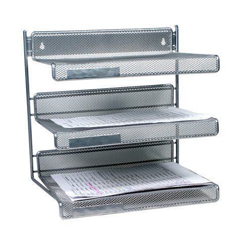 Design Ideas Three Tiered Desk Shelf  Silver