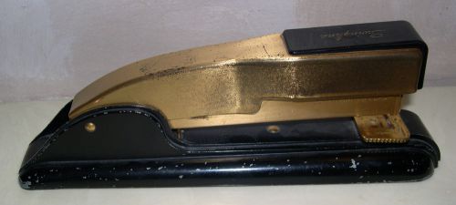 VINTAGE BLACK &amp; GOLD SWINGLINE STAPLER 8.5&#034; LONG-WORKS GREAT