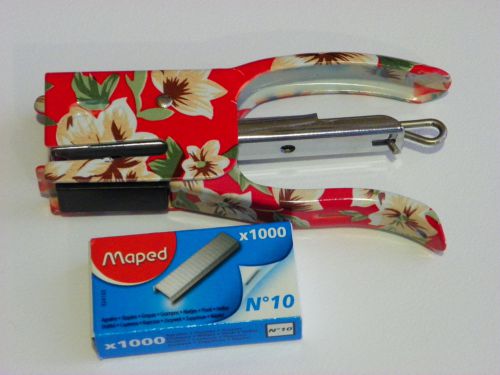 STAPLER FLORAL FLOWERS DESIGN MINI &amp; STAPLES SCRAPBOOK OFFICE &amp; SUPPLIES DESK