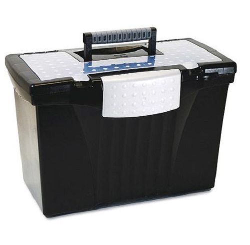 Storex Portable File Storage Box w/Organizer Lid (Broken Latch)