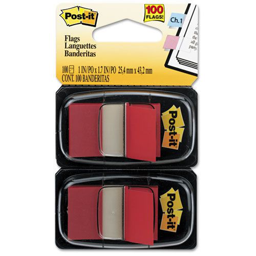 Post-it Flags Standard Tape Flags in Disp. Red, 100 Flags/Disp. 3 Packs of 100