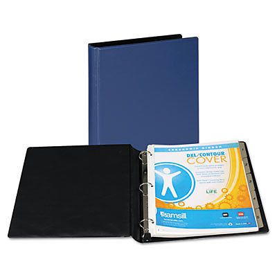 Contour Heavy-Duty Locking Round Ring Binder, 11 x 8-1/2, 1&#034; Cap, Dark Blue