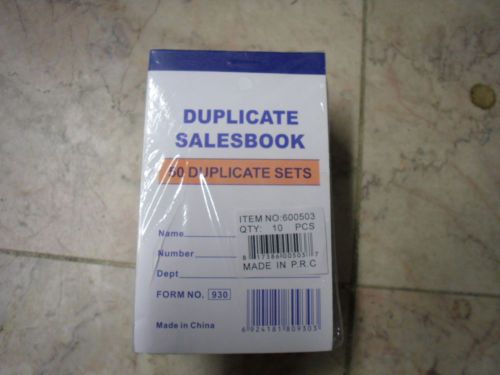 10PK All Purpose Carbonless Sales Invoice Book  50 Forms 2 Parts 5 3/4&#034; X 3 1/2&#034;