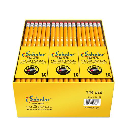 NEW iScholar Gross Pack Pencils, #2, Yellow, Box of 144 (33144)