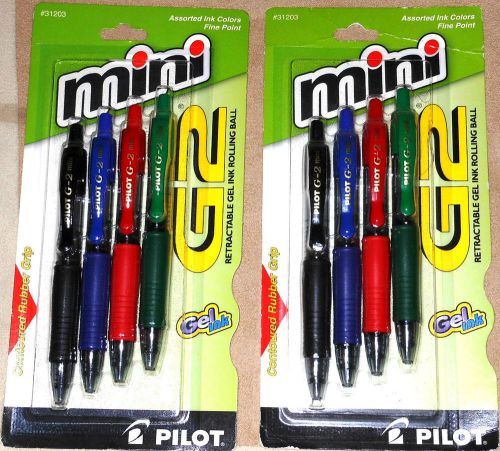 Pilot G2 Mini Retractable Gel Ink Rolling Ball Pens, Fine Point, 8-Pack, New