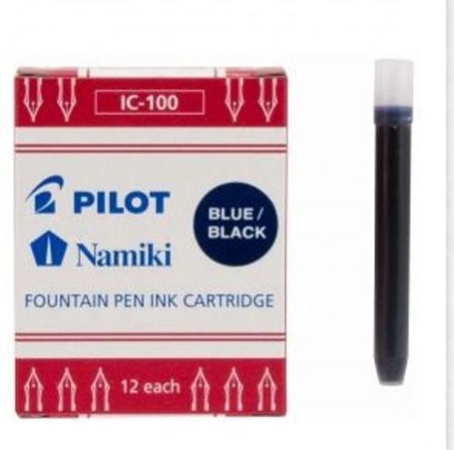 Pilot Namiki IC-100 Fountain Pen Ink Cartridge, Blue/Black 12 Cartridges (69102)
