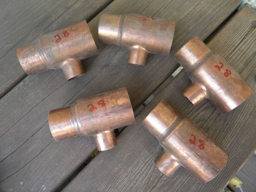 Lot of 5 pc 1 1/2&#034;  x  1 1/4&#034;  x  3/4&#034;   Copper Tee