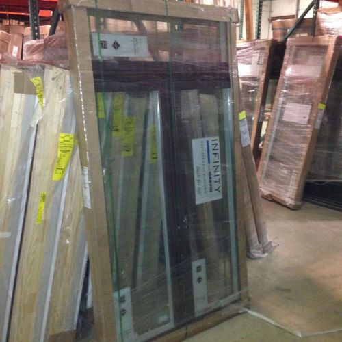 Marvin Bahama Brown Exterior TWIN Vinyl Casement Window w/ Transom 48 x 71 White