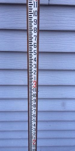 Vintage Wooden Transit Survey Grade Level Rod Measuring Stick 12 Ft Rule BERGER