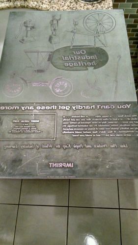 IMPERIAL VITAPLATE PRINTING PLATE OF OUR INDUSTRIAL HERITAGE