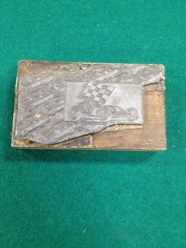 VINTAGE RACE CAR,  PRINTING BLOCK. Nascar? 4 X 2.5&#034;