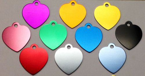 100 Bulk ID Wholesale Heart Pet identification tags Anodized Aluminum FAST SHIP