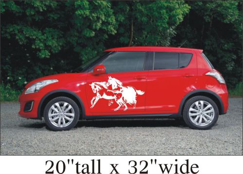 2x four wheeler 1 pc. two horses car truck vinyl sticker decal decor art -1901 for sale