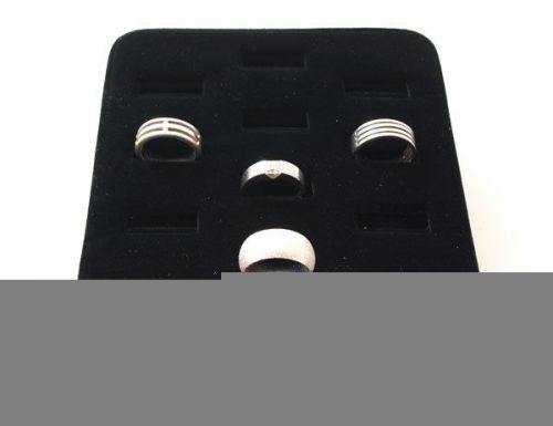 New 12 SLOT Faux Black Velvet RING DISPLAY