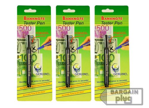 3 Pack Counterfeit Money Detection Pen Marker Fake Dollar Bills Currency Checker