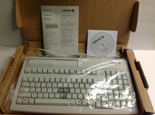 Cherry pos programmable keyboard /w card reader ps/2 gray g81-7000lpaus-0  new for sale