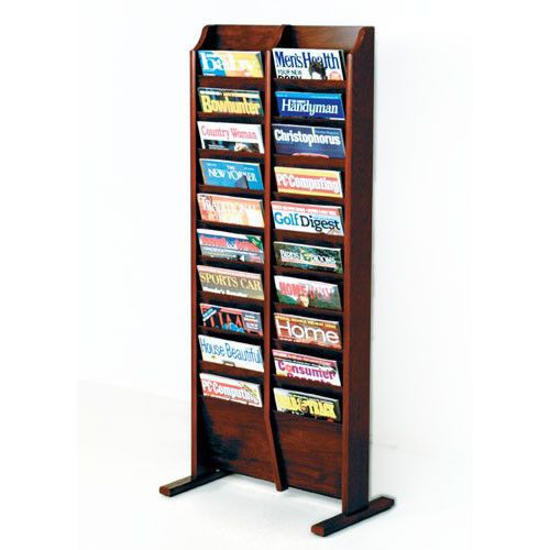 Wooden Mallet MR20-FS Dark Red Mahogany 20 Pocket Free Standing Display Rack