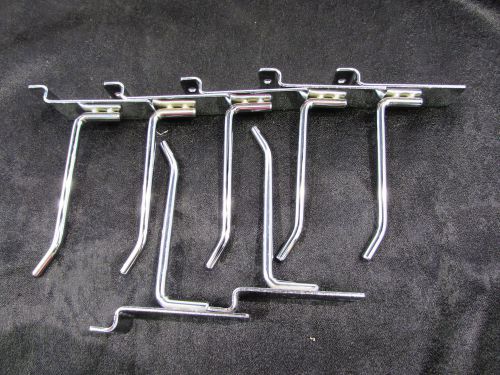 4&#034; SLATWALL METAL HOOKS CHROME PLATED (LOT OF 7) ***NNB***