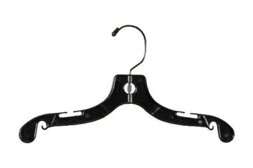 12&#034; plastic child dress hanger black with black hook - box of 50 pieces for sale
