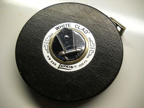 VINTAGE LUFKIN HW226 WHITE ENGINEER TAPE MEASURE 100&#039;  EXCELLENT CONDITION