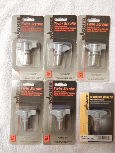 6 NEW WAGNER /SPRAYTECH TWIN STROKE REVERSIBLE SPRAY TIPS  411, 417, 515, 519