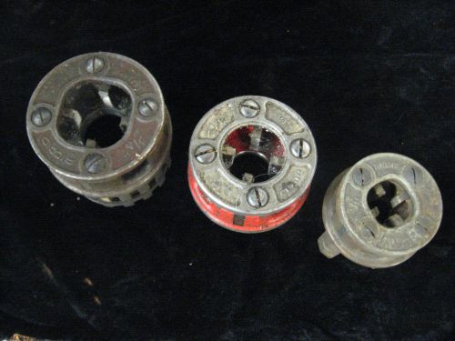 3 Vintage RIDGID Die Cutter Heads 1/2&#034; 3/4&#034; and 1/4&#034;