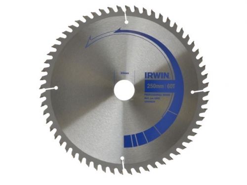 Irwin Wood Cut Circular Saw Blade 250mm x 30 25 20 &amp; 16mm bore x 80 Teeth TCT