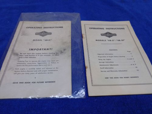 Briggs &amp; Stratton Model 6B-H &amp; 6B-S  SF ORIGINAL MANUAL-Repair,  Parts, Oper