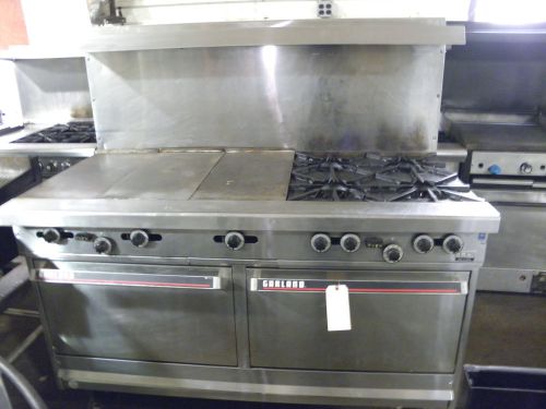 GARLAND H284-3 FOUR BURNER NAT GAS RANGE 36&#034; HOT TOP 2 FULL SIZE OVENS