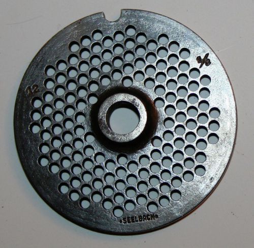 Reconditioned meat grinder plate die with hub  #12 1/8&#034; holes for sale