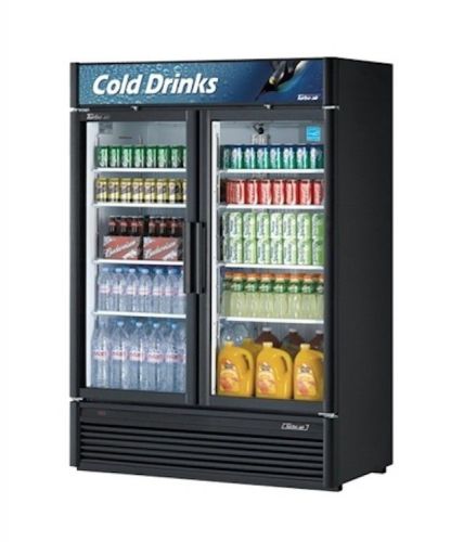 New turbo air 47 cu ft super deluxe 2 glass swing door merchandiser refrigerator for sale