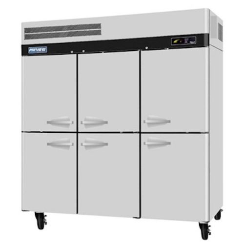 New turbo air 76 cu ft premier ss solid door reach in freezer - 6 half-doors!! for sale