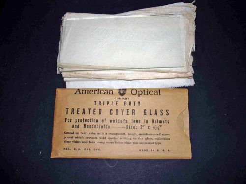 AMERICAN OPTICAL TREATED COVER GLASS WELDER&#039;S LENS LOT HELMETS/HANDSHIELDS 2&#034;x4&#034;