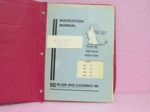 Nelson-Ross Manual PSA 011, 012, 013, 014 Plug-in Spectrum Anal. Instr. w/Schem.