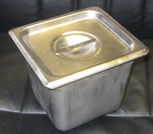 Used stainless steam table pan super pan 2 6&#034; deep w/lid  2.7qt vollrath for sale