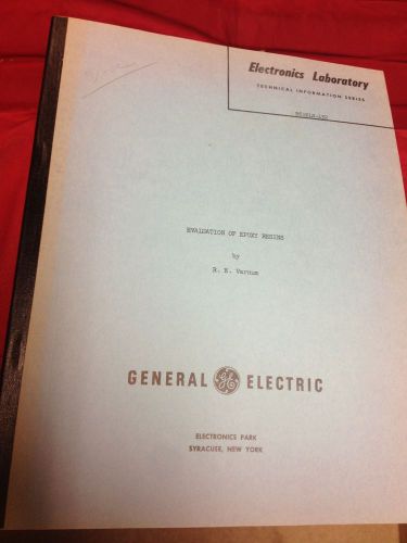 VINTAGE LAB GE GENERAL ELECTRIC EVALUATION OF EPOXY RESINS SYRACUSE NEW YORK