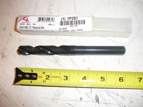 35/64&#034; HSS Reduced Shank Drill Bit by Chicago-Latrobe - Shank Diameter 1/2&#034;