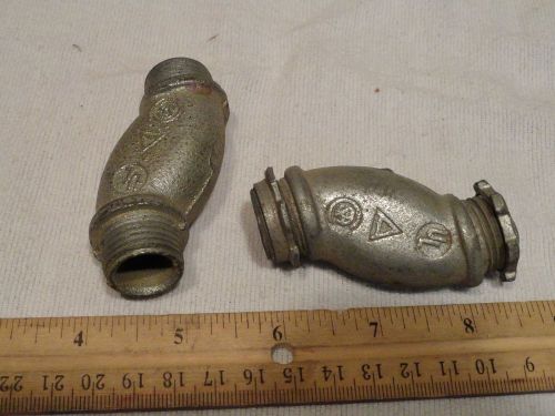 LOT OF 2 Appleton OFN-50 Offset Nipple 1/2&#034; Malleable Iron Conduit Fitting