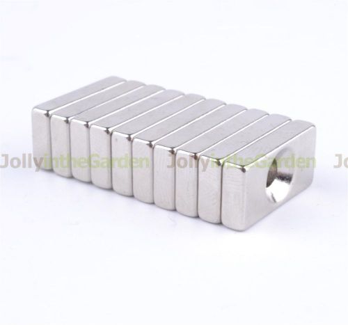 10 x Powerful Strong Block Magnet Rare Earth Neodymium 4mm Hole 20x10x4mm