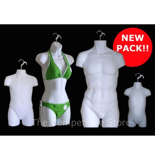 White  Female Dress Male Child Toddler - 4 Mannequin Display Body Forms