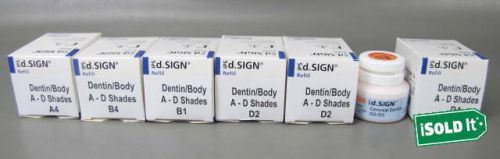 7 NEW 20g d.SIGN IVOCLAR VIVADENT DENTIN BODY SHADES A-D A4 B1 B4 2-D2 D4 &amp; 1 CD