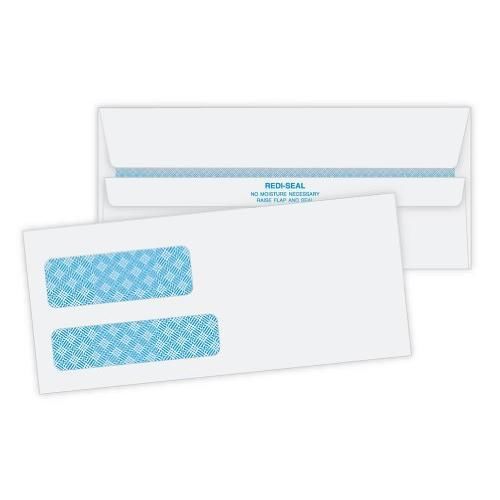 Quality Park Park #9 Redi-Seal Double Window Envelopes, White, Box of 500 New