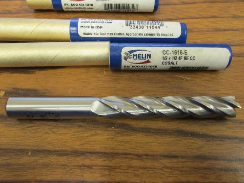 MELIN HSS Cobalt  1/2&#034; x 1/2&#034;  4 Flute S/E Long End Mill